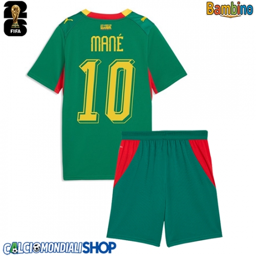 Maglie da calcio Senegal Sadio Mane #10 Seconda Maglia Bambino Mondiali 2026  Manica Corta + Pantaloni corti)